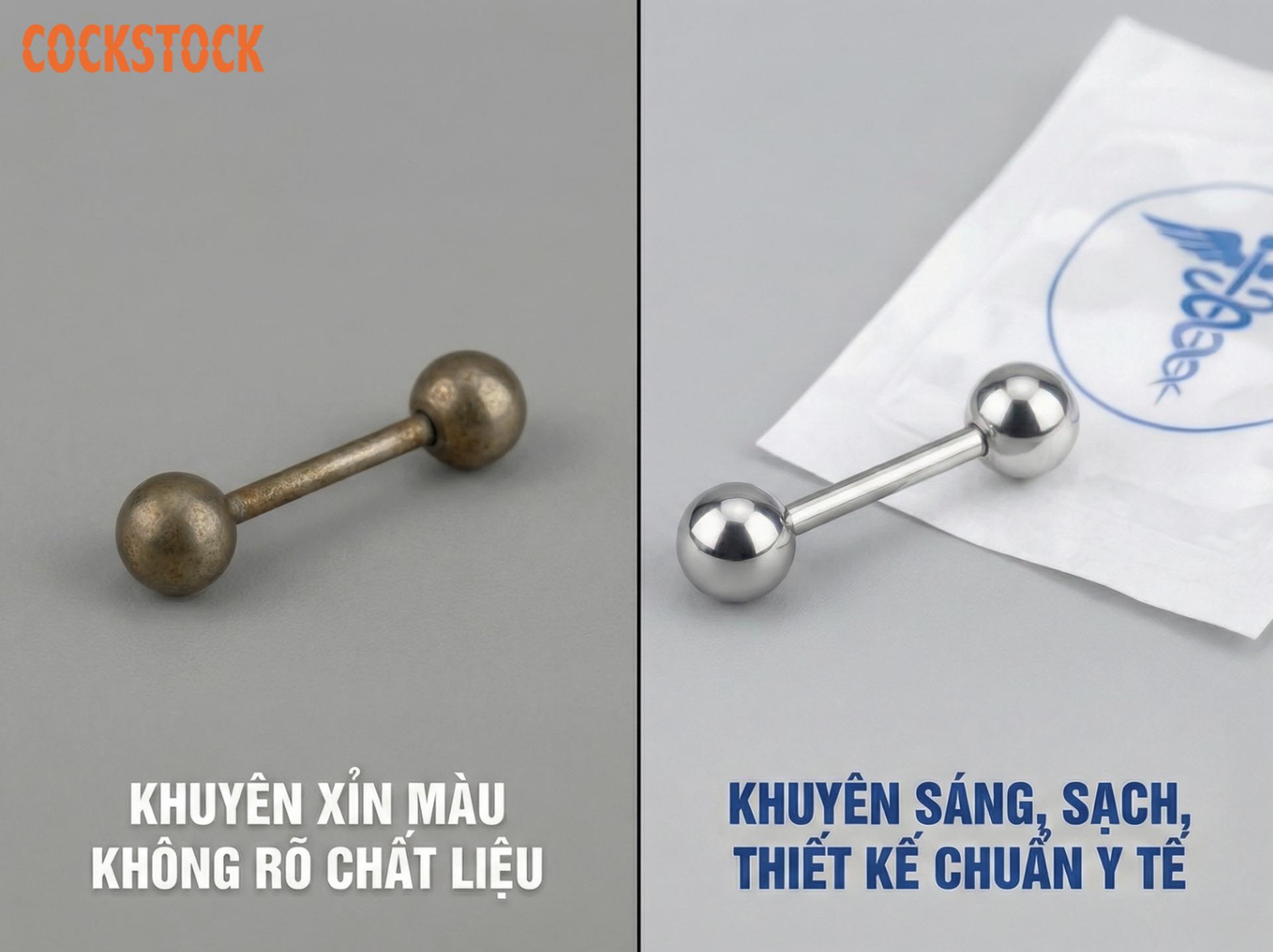 Khuyên tai làm từ chất liệu an toàn giúp hạn chế tình trạng kích ứng và sưng viêm.
