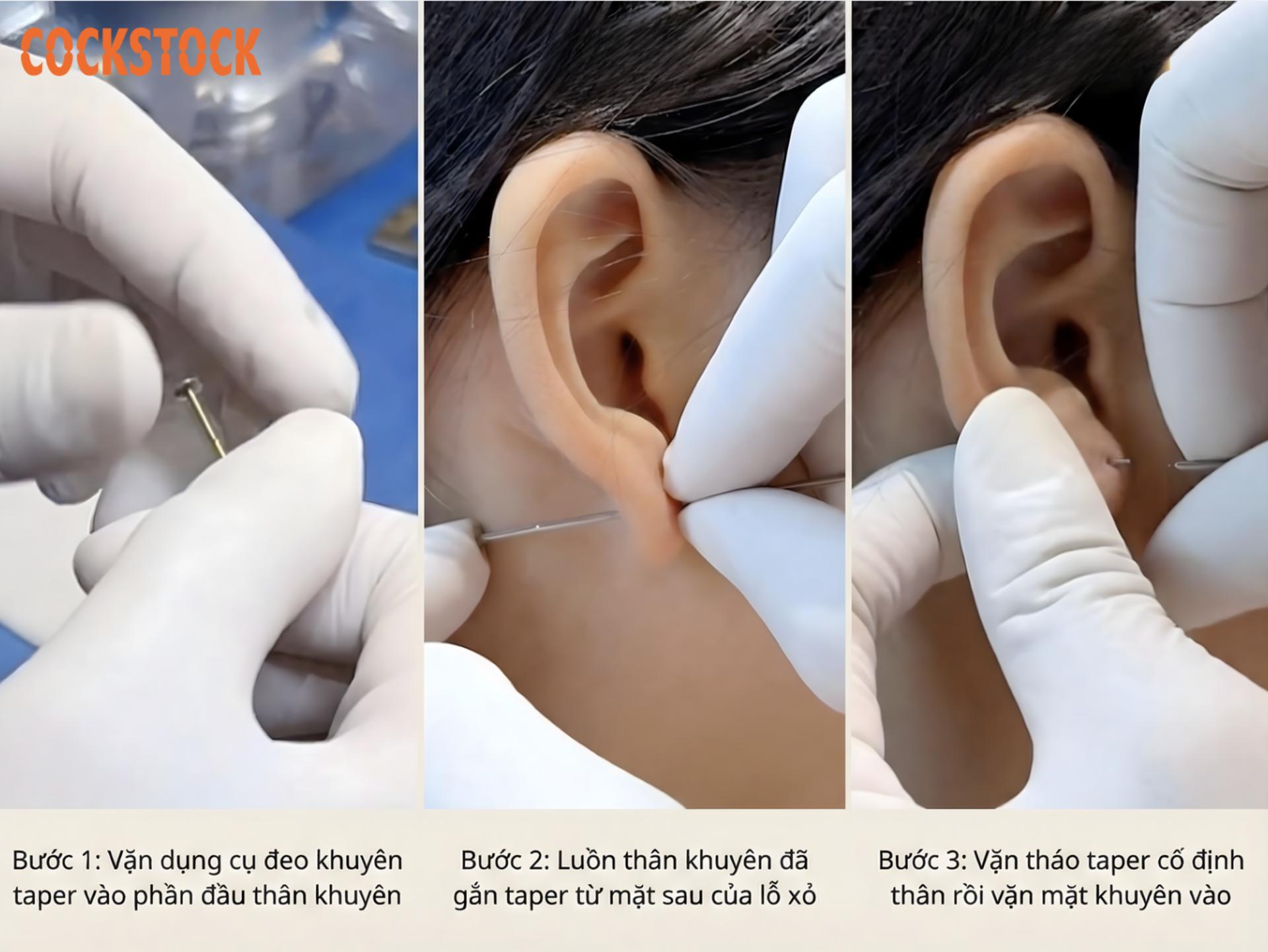 3 bước đeo khuyên tai đơn giản với dụng cụ hỗ trợ đeo khuyên - taper