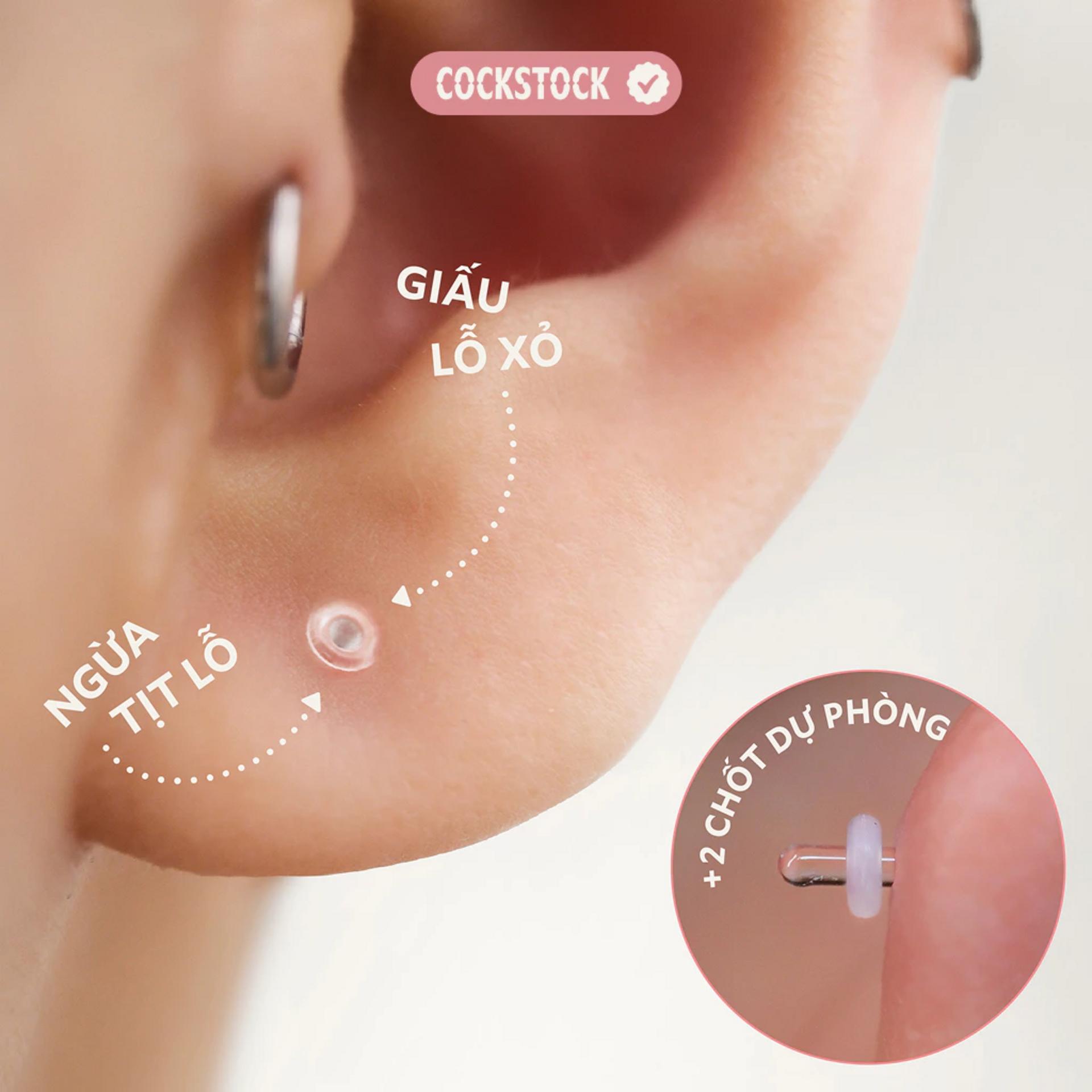 Khuyên tai thuỷ tinh Borosilicate trong suốt giấu lỗ