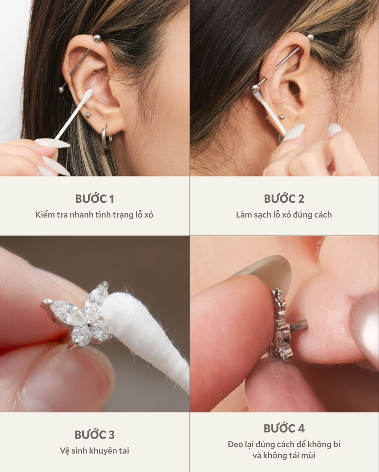 Cách xử lý tai bị hôi khi đeo khuyên