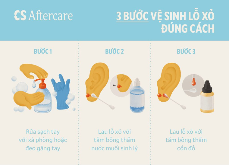 Vệ sinh lỗ xỏ Industrial đúng 3 bước giúp hồi phục an toàn